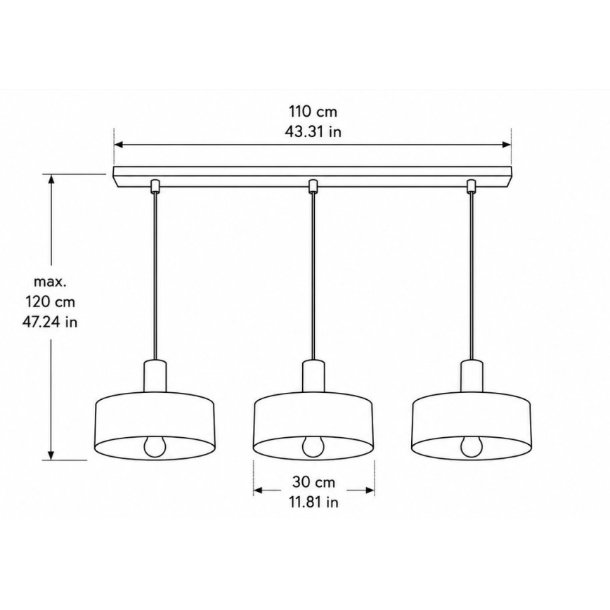 Cable pendant light HAKI 3xE27/60W/230V brown/black