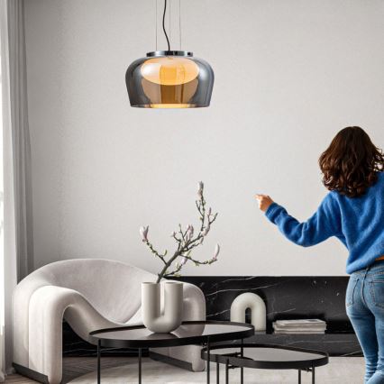 Cable pendant light INSIEME 1xGX53/10W/230V Ø 38 cm smoked black