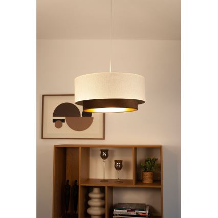 Cable pendant light NATIA 1xE27/60W/230V dia. 45 cm white/brown
