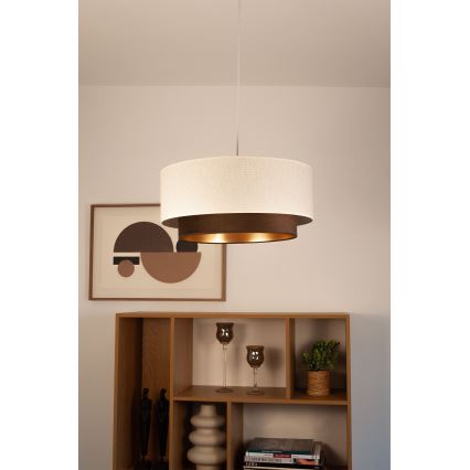 Cable pendant light NATIA 1xE27/60W/230V dia. 45 cm white/brown