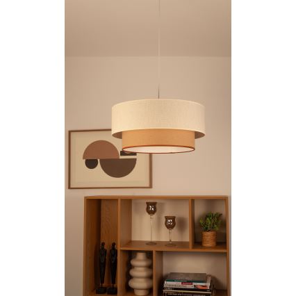 Cable pendant light NATIA 1xE27/60W/230V Ø 45 cm white/brown