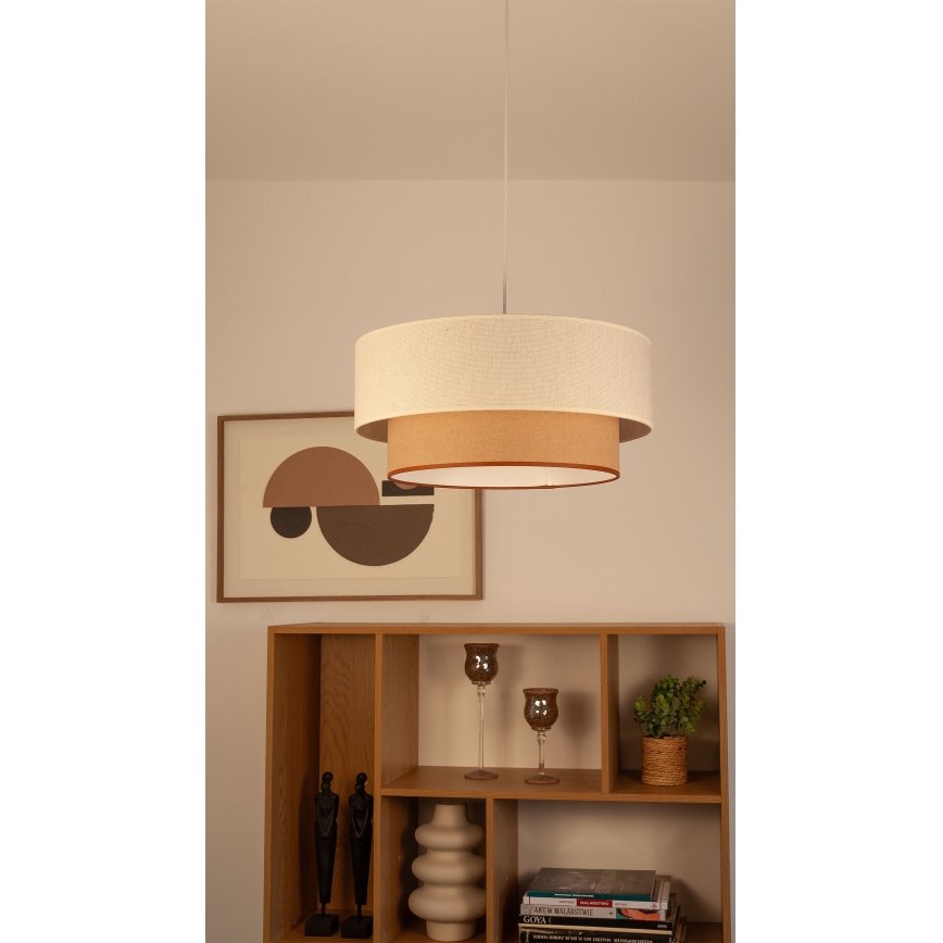 Cable pendant light NATIA 1xE27/60W/230V Ø 45 cm white/brown