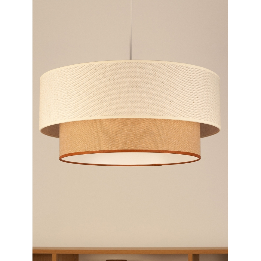 Cable pendant light NATIA 1xE27/60W/230V Ø 45 cm white/brown