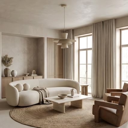 Cable pendant light PLATO 1xE27/15W/230V beige