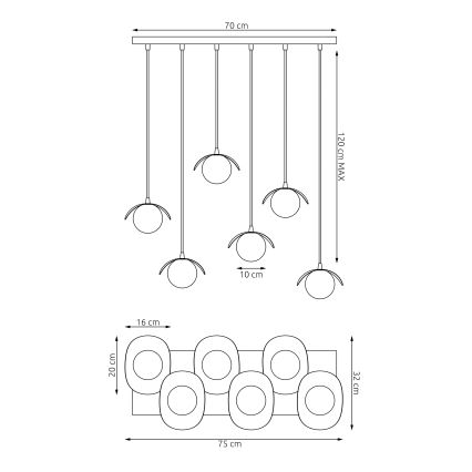 Cable pendant light RITUAL 6xG9/8W/230V white