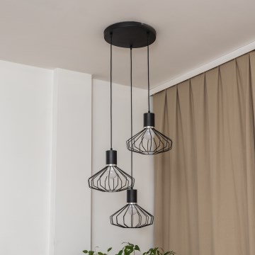 Cable Pendant Light SOLANO 3xE27/15W/230V Black/Polished Chrome