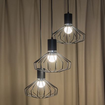 Cable Pendant Light SOLANO 3xE27/15W/230V Black/Polished Chrome
