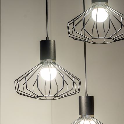 Cable Pendant Light SOLANO 3xE27/15W/230V Black/Polished Chrome