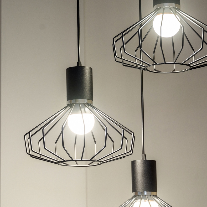 Cable Pendant Light SOLANO 3xE27/15W/230V Black/Polished Chrome