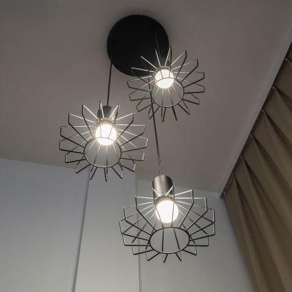 Cable Pendant Light SOLANO 3xE27/15W/230V Black/Polished Chrome