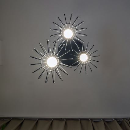 Cable Pendant Light SOLANO 3xE27/15W/230V Black/Polished Chrome