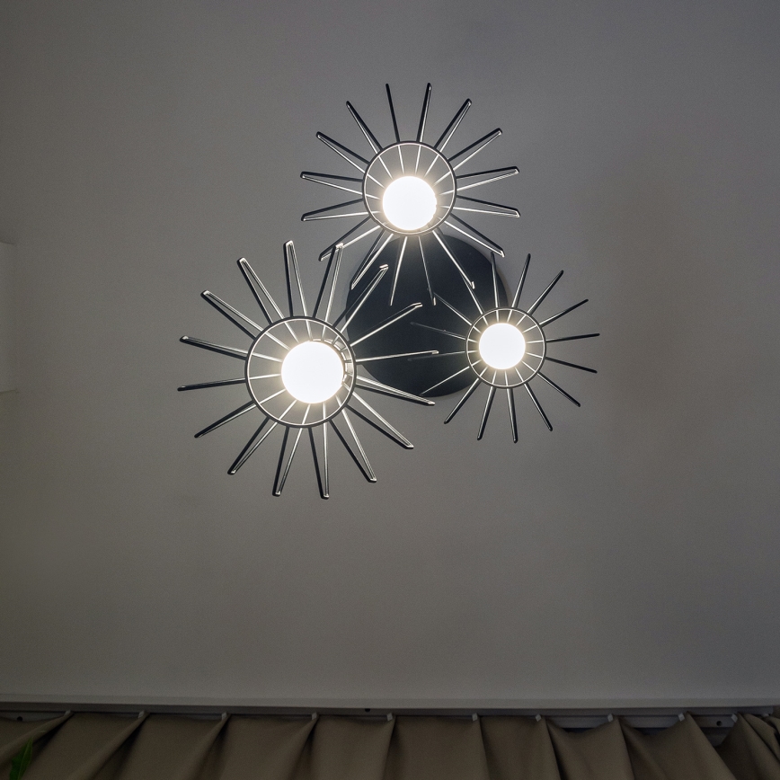 Cable Pendant Light SOLANO 3xE27/15W/230V Black/Polished Chrome