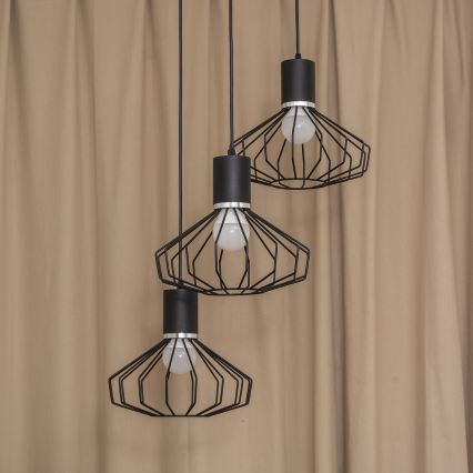 Cable Pendant Light SOLANO 3xE27/15W/230V Black/Polished Chrome