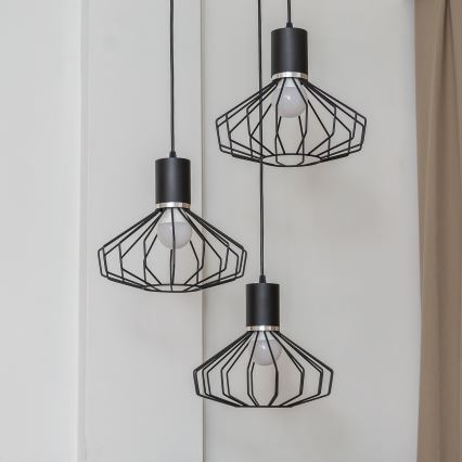 Cable Pendant Light SOLANO 3xE27/15W/230V Black/Polished Chrome