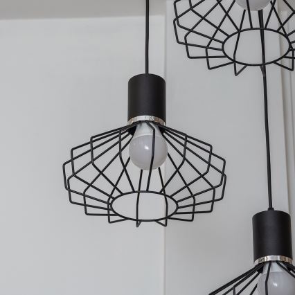 Cable Pendant Light SOLANO 3xE27/15W/230V Black/Polished Chrome