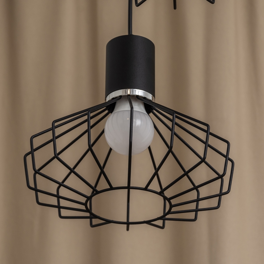 Cable Pendant Light SOLANO 3xE27/15W/230V Black/Polished Chrome