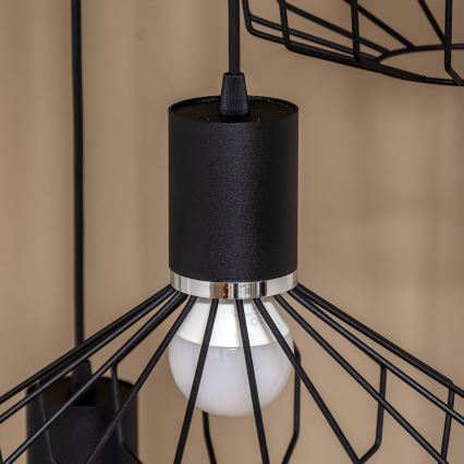 Cable Pendant Light SOLANO 3xE27/15W/230V Black/Polished Chrome