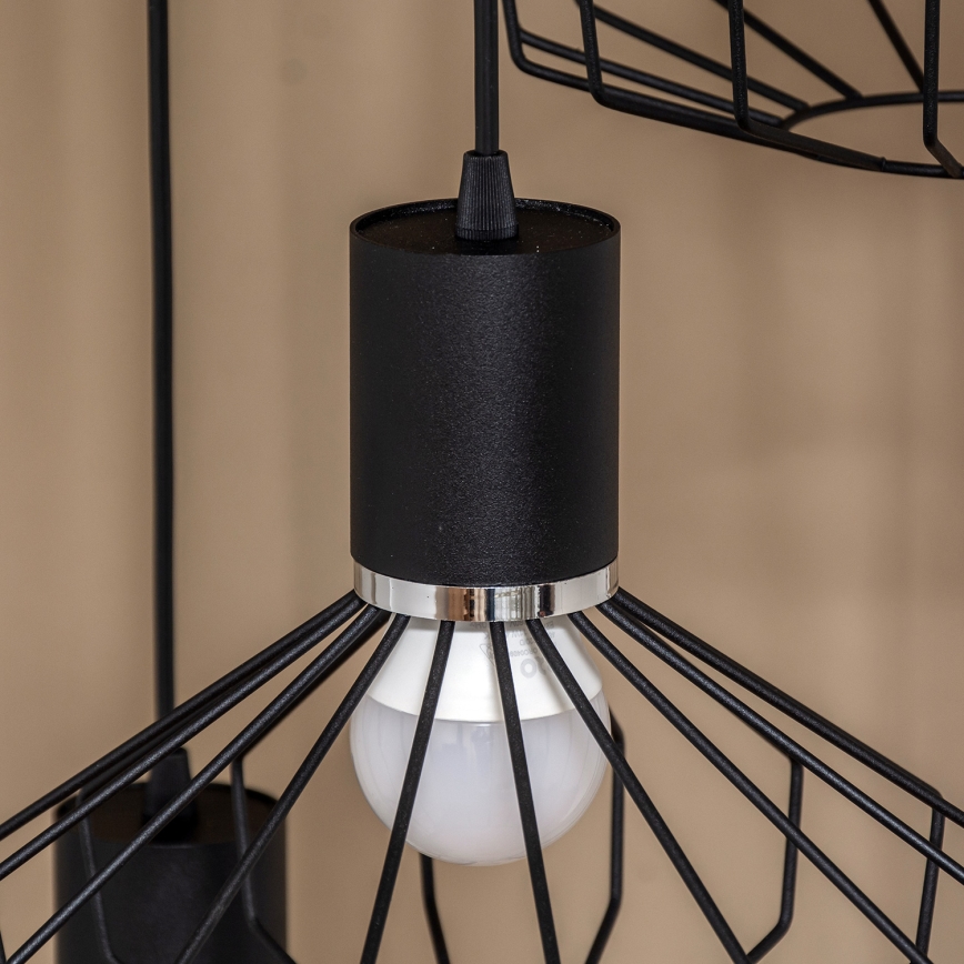 Cable Pendant Light SOLANO 3xE27/15W/230V Black/Polished Chrome