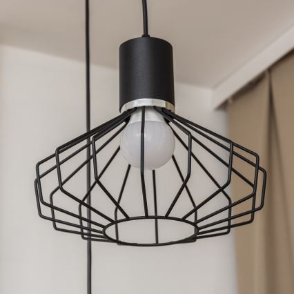 Cable Pendant Light SOLANO 3xE27/15W/230V Black/Polished Chrome