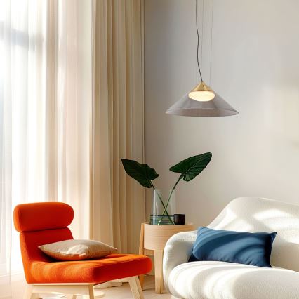 Cable pendant PRESTO 1xGX53/10W/230V, Ø 34 cm, gold/smoky gray