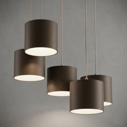 Cable-hung chandelier ARDEN 5xE27/15W/230V, diam. 58 cm, beige/brown