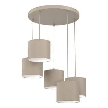 Cable-suspended chandelier ARDEN 5xE27/15W/230V Ø 58 cm beige