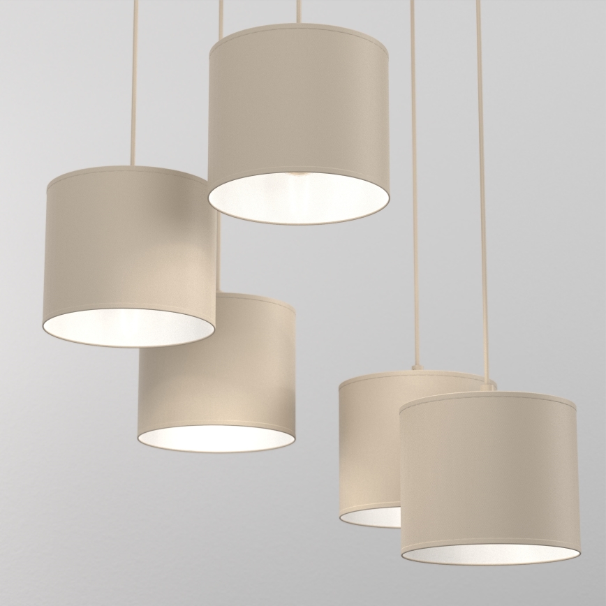 Cable-suspended chandelier ARDEN 5xE27/15W/230V Ø 58 cm beige