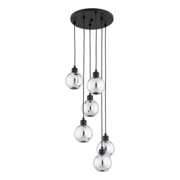 Cable-suspended chandelier ARVENE 6xE27/15W/230V black/polished chrome