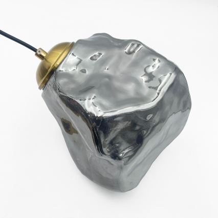 Cable-suspended chandelier CRISTAL 3xE14/15W/230V brass/smoked black