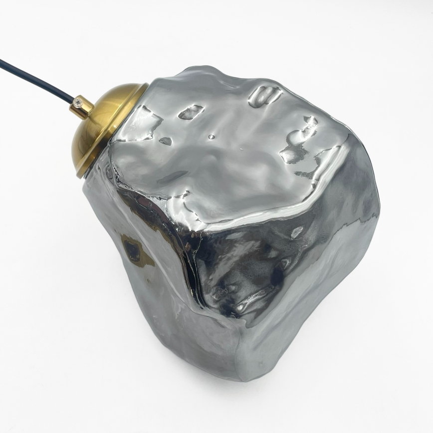 Cable-suspended chandelier CRISTAL 3xE14/15W/230V brass/smoked black