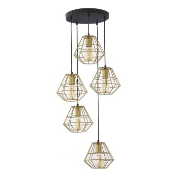 Cable-suspended chandelier DIAMOND 5xE27/15W/230V black/gold