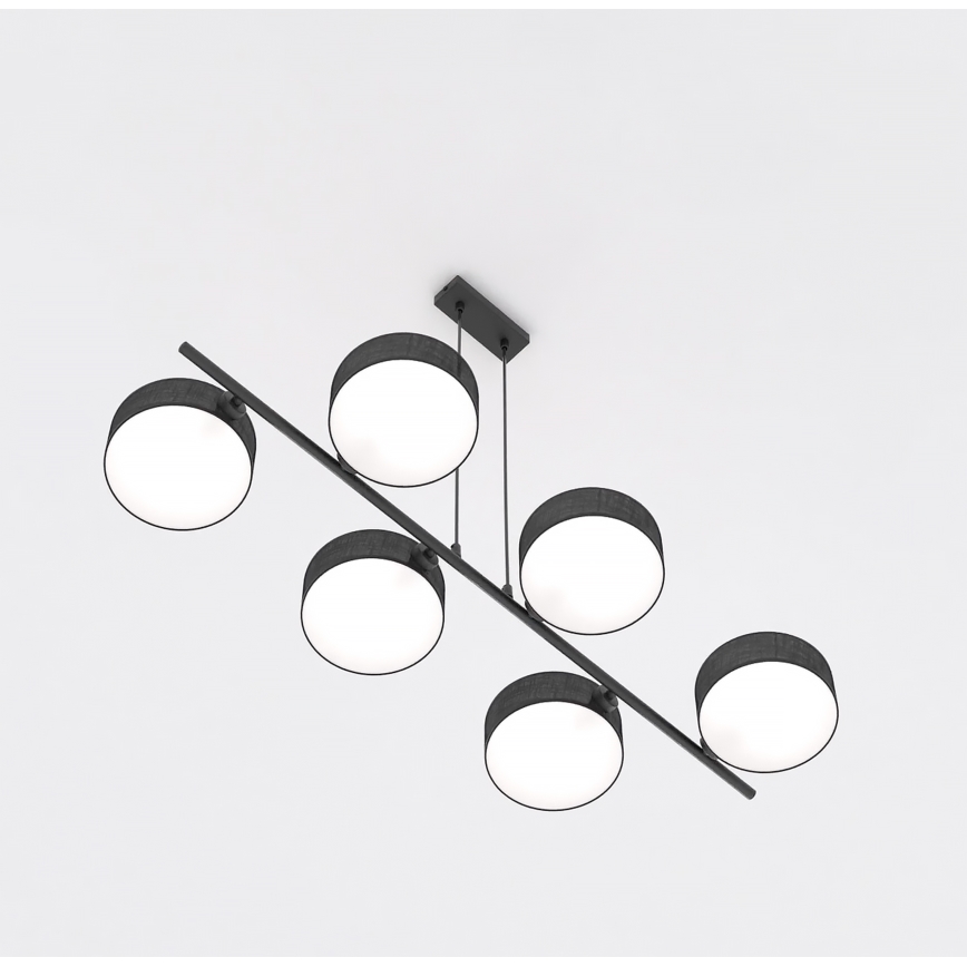 Cable-suspended chandelier DRUMZ 6xE14/10W/230V black