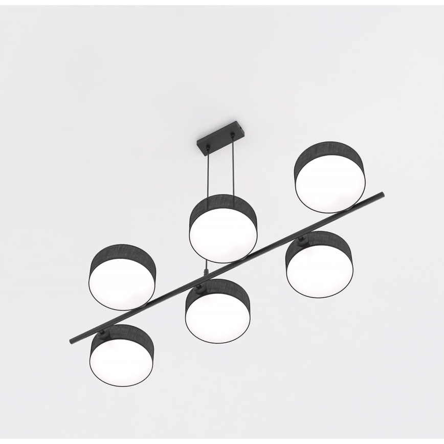 Cable-suspended chandelier DRUMZ 6xE14/10W/230V black