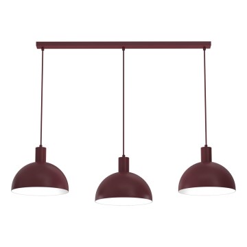 Cable-suspended chandelier HANDA 3xE27/15W/230V burgundy