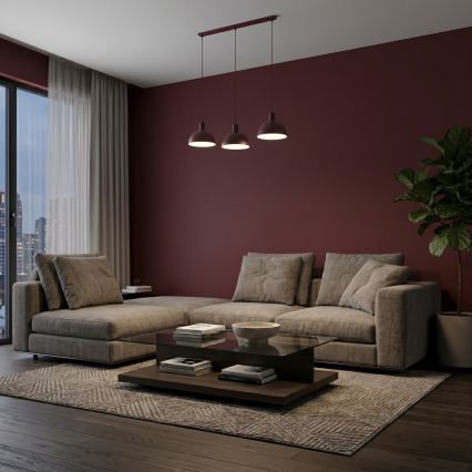 Cable-suspended chandelier HANDA 3xE27/15W/230V burgundy