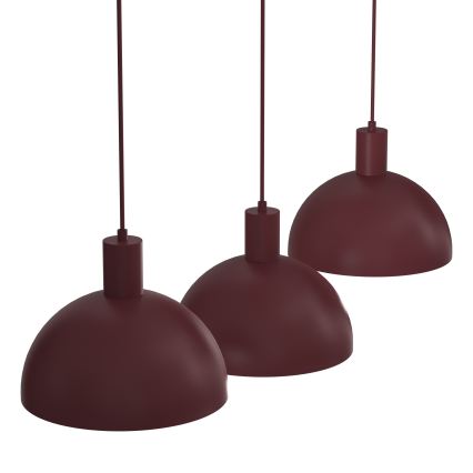 Cable-suspended chandelier HANDA 3xE27/15W/230V burgundy