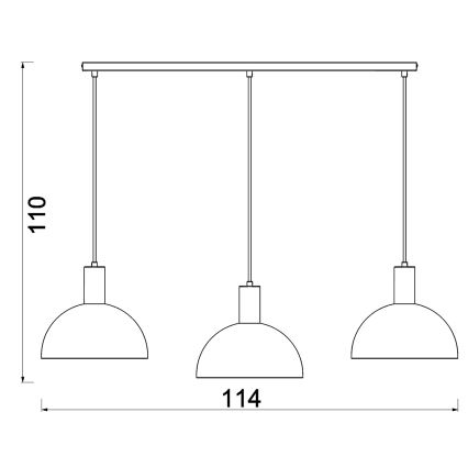 Cable-suspended chandelier HANDA 3xE27/15W/230V burgundy