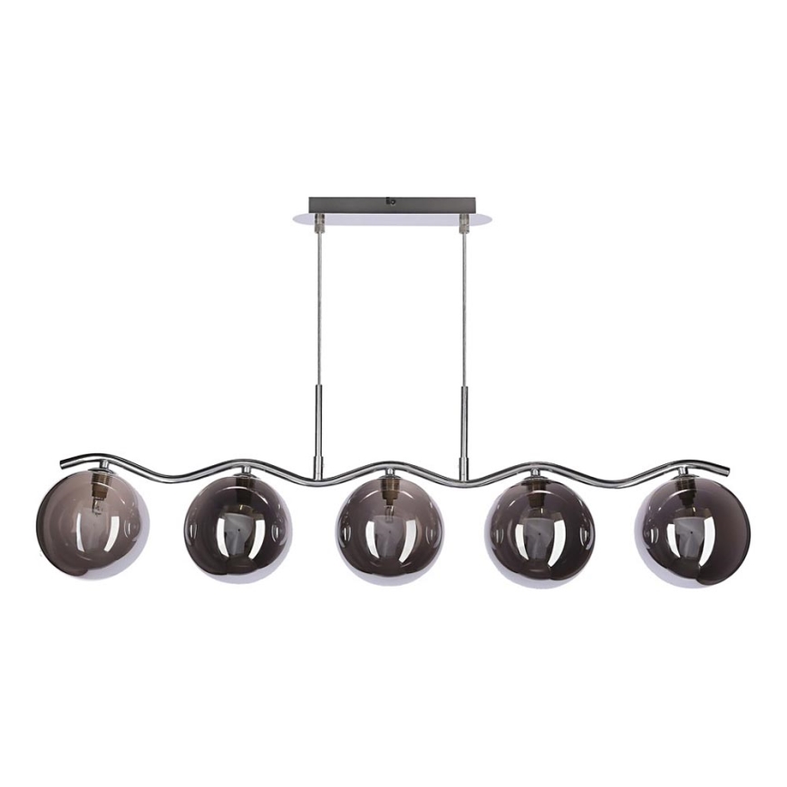 Cable-suspended chandelier LUMOS 5xG9/20W/230V smoked black