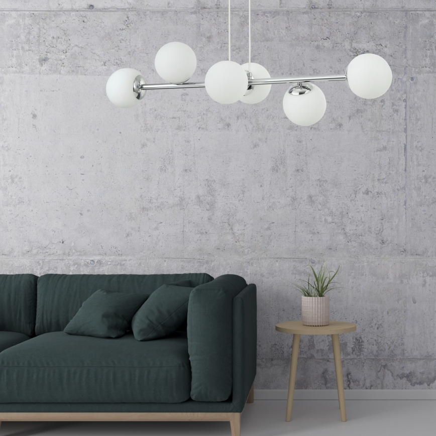 Cable-suspended chandelier MADDIE 6xE14/5W/230V polished chrome