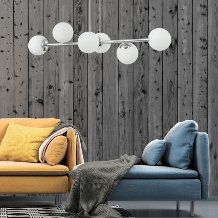 Cable-suspended chandelier MADDIE 6xE14/5W/230V polished chrome