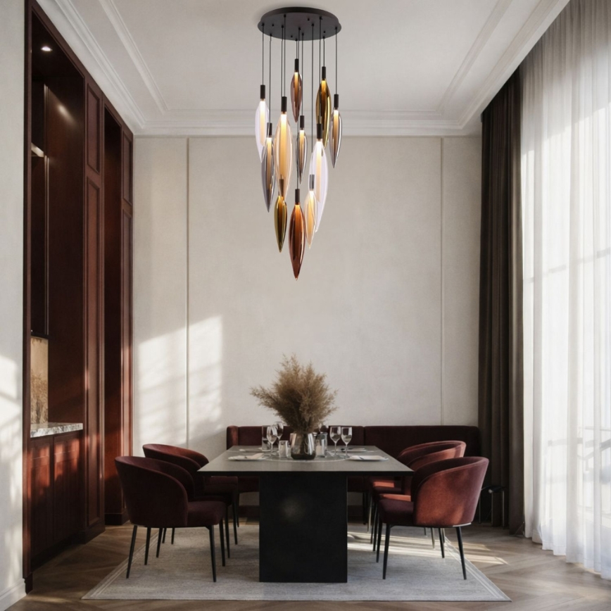 Cable-suspended chandelier NORDIC 11xG9/5W/230V black