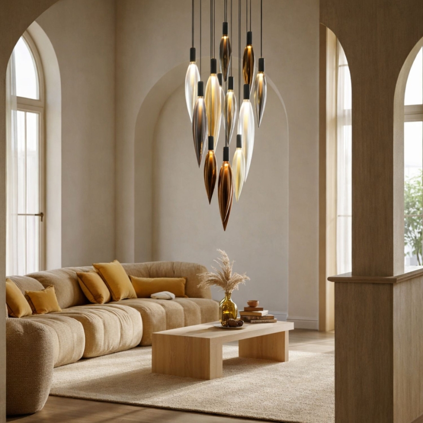 Cable-suspended chandelier NORDIC 11xG9/5W/230V black