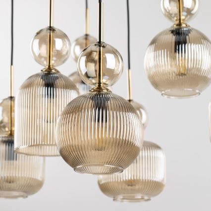 Cable-suspended chandelier SOPHIA 5xE14/10W/230V black/smoky beige