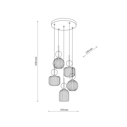 Cable-suspended chandelier SOPHIA 5xE14/10W/230V black/smoky beige