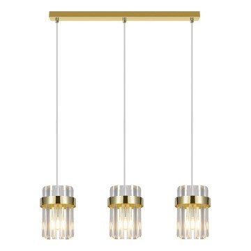 Cable-suspended chandelier VETRO 3xE14/10W/230V gold