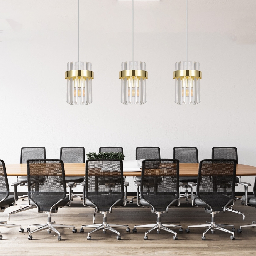 Cable-suspended chandelier VETRO 3xE14/10W/230V gold