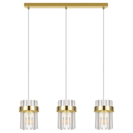 Cable-suspended chandelier VETRO 3xE14/10W/230V gold