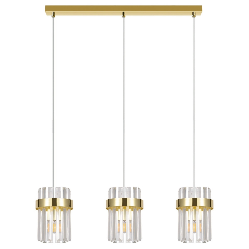 Cable-suspended chandelier VETRO 3xE14/10W/230V gold