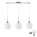 Cable-suspended LED chandelier HARMA 3xE27/60W/230V matte chrome/white