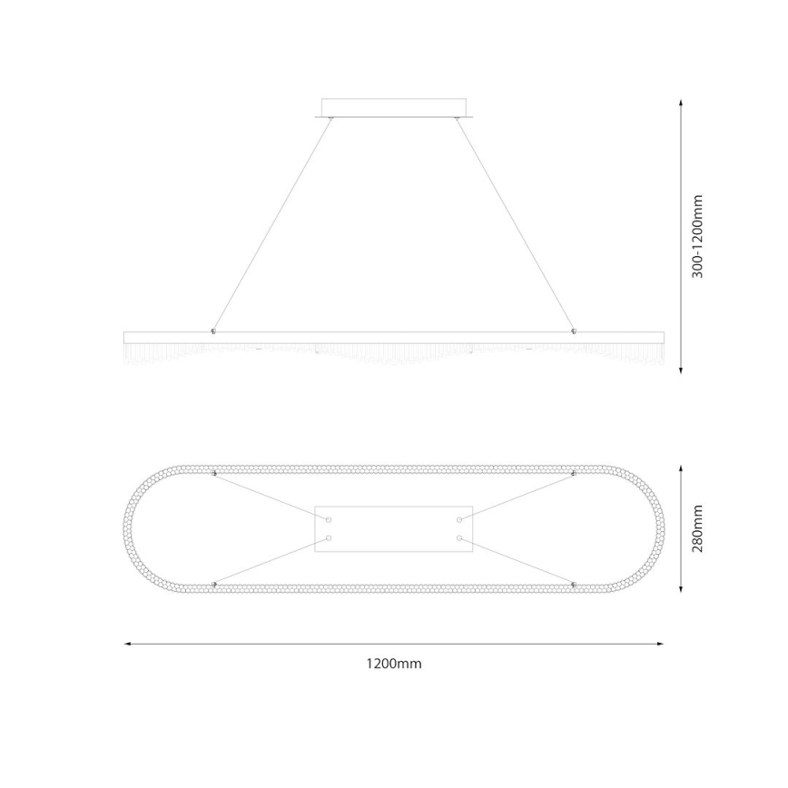 Cable-suspended LED Chandelier LED/45W/230V, Gold